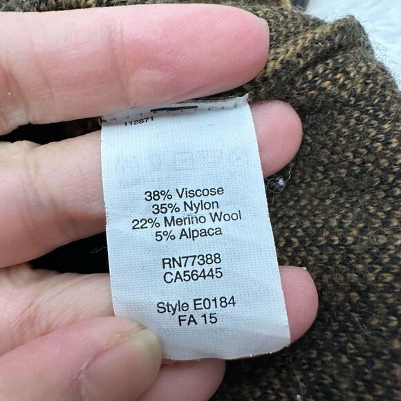 MADEWELL Merino Wool AlpacaBlend Sweater Inkcheck Plaid Golden Brown Cozy Medium - Picture 6 of 8